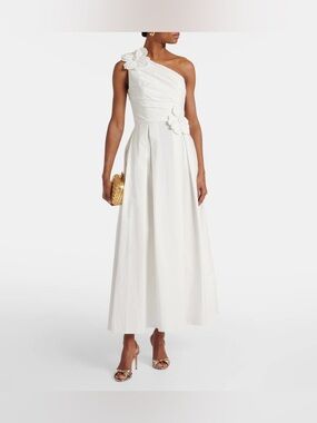 Elie Saab floral appliqué poplin midi dress